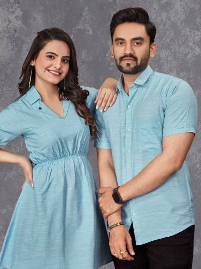 BUNTY BUBLY BY WELLTEX COUPLE COMBO TUNIC TOP AND MATCHING SHIRT SET WHOLESALER IN INDIA